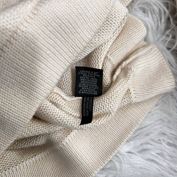 LRL Ralph Lauren Jeans Women's L CreamHalf Zip Knit Foldover Sweater Pullover - Picture 10 of 11